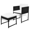 11 Piece Outdoor Dining Set with Cushions Poly Rattan Black(D0102HEJ9VW)