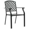 Stackable Outdoor Chairs 2 pcs Steel Black(D0102HEJLCA)