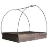 Double Sun Lounger with Canopy Poly Rattan Brown(D0102HEJ95W)