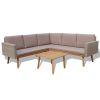 4 Piece Garden Lounge Set with Cushions Poly Rattan Gray(D0102HEJIN7)
