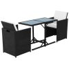 3 Piece Bistro Set with Cushions Poly Rattan Black(D0102HEJSBY)