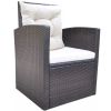 6 Piece Outdoor Dining Set with Cushions Poly Rattan Brown(D0102HEJS3W)