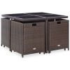 9 Piece Outdoor Dining Set with Cushions Poly Rattan Brown(D0102HEJSJW)