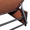 Sun Loungers 2 pcs with Table Poly Rattan Brown(D0102HEJI67)