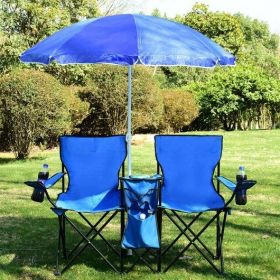 Portable Folding Picnic Double Chair with Umbrella(D0102HPI3TV)