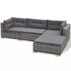 6 Piece Garden Lounge Set with Cushions Poly Rattan Gray(D0102HEJACU)