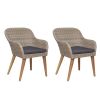 Outdoor Chairs with Cushions 2 pcs Poly Rattan Brown(D0102HEJQ4G)
