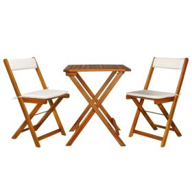 3 Piece Folding Bistro Set with Cushions Solid Acacia Wood(D0102HEJQRY)