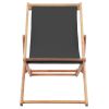 Folding Beach Chair Fabric and Wooden Frame Gray(D0102HEJQ77)