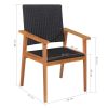 5 Piece Outdoor Dining Set Poly Rattan Black and Brown(D0102HEJQG7)