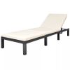 Sun Lounger with Cushion Poly Rattan Black(D0102HEJ9NV)