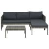 3 Piece Garden Lounge Set with Cushions Poly Rattan Gray(D0102HEJLUW)