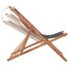 Folding Beach Chair Fabric and Wooden Frame Gray(D0102HEJQ77)