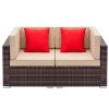 Outdoor Fully Equipped Weaving Rattan Sofa Set with 2pcs Corner Sofas  XH(D0102HE4F8Y)