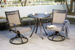 3 Piece Bistro Set, Cast Aluminum Dining Table Swivel Rocker Chairs Outdoor Patio Furniture(D0102HEVNN7)