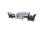 4-Piece Metal Frame Wicker Patio Conversation Set w/ Olefin Cushions(D0102HEYKIV)