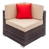 Outdoor Fully Equipped Weaving Rattan Sofa Set with 2pcs Corner Sofas  XH(D0102HE4F8Y)