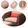 5 PCS Outdoor Patio Rattan Wicker Furniture Set with Coffee Table Sofa Cushioned  XH(D0102HEBT6U)