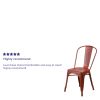 Commercial Grade 4 Pack Distressed Metal Indoor-Outdoor Stackable Chair(D0102HEI41V)