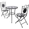 3 Piece Bistro Set Ceramic Tile Black and White(D0102HE0ZE7)