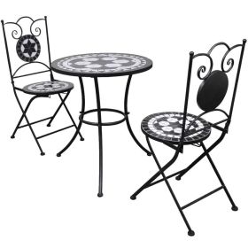 3 Piece Bistro Set Ceramic Tile Black and White(D0102HE0ZE7)
