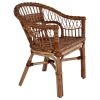 Outdoor Chairs 2 pcs Natural Rattan Brown(D0102HE0WSA)