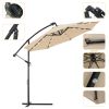 10 FT Solar LED Patio Outdoor Umbrella Hanging Cantilever Umbrella Offset Umbrella Easy Open Adustment with 24 LED Lights(D0102HHVG0U)