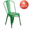 Commercial Grade 4 Pack Distressed Metal Indoor-Outdoor Stackable Chair(D0102HEI4BY)