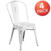 Commercial Grade 4 Pack Distressed Metal Indoor-Outdoor Stackable Chair(D0102HEI41W)