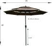 9Ft 3-Tiers Outdoor Patio Umbrella with Crank and tilt and Wind Vents for Garden Deck Backyard Pool Shade Outside Deck Swimming Pool(D0102HEBEWU)