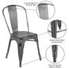 Commercial Grade 4 Pack Distressed Metal Indoor-Outdoor Stackable Chair(D0102HEI46G)