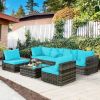 7 Pieces Rattan Sectional Sofa Set with Cushion for Patio Garden(D0102HHY1UX)