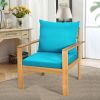 4 Pieces Patio Acacia Wood Thick Cushion Loveseat Sofa Set(D0102HP8X4V)