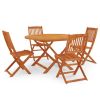 5 Piece Folding Outdoor Dining Set Solid Eucalyptus Wood(D0102HPZLBY)