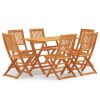 7 Piece Folding Outdoor Dining Set Solid Eucalyptus Wood(D0102HPZLVG)
