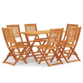 7 Piece Folding Outdoor Dining Set Solid Eucalyptus Wood(D0102HPZLVG)
