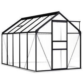 Greenhouse with Base Frame Anthracite Aluminum 63.4 ftÃ‚Â²(D0102HPZLZY)