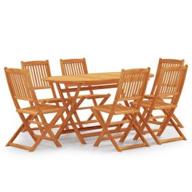 7 Piece Folding Outdoor Dining Set Solid Eucalyptus Wood(D0102HPZLCA)