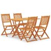 5 Piece Folding Outdoor Dining Set Solid Eucalyptus Wood(D0102HPZLV7)