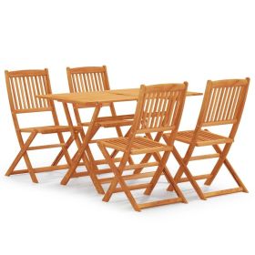 5 Piece Folding Outdoor Dining Set Solid Eucalyptus Wood(D0102HPZLV7)