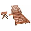 Sun Lounger with Table Solid Acacia Wood(D0102HEJSTU)