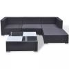 5 Piece Garden Lounge Set with Cushions Poly Rattan Black(D0102HEJAVV)