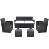 6 Piece Outdoor Dining Set with Cushions Poly Rattan Brown(D0102HEJS3W)