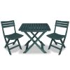 3 Piece Folding Bistro Set Plastic Green(D0102HEJ287)