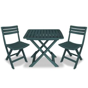 3 Piece Folding Bistro Set Plastic Green(D0102HEJ287)