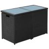 3 Piece Bistro Set with Cushions Poly Rattan Black(D0102HEJSBY)