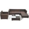 6 Piece Garden Lounge Set with Cushions Poly Rattan Brown(D0102HEJAVW)