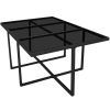 11 Piece Outdoor Dining Set with Cushions Poly Rattan Black(D0102HEJS0U)