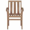 Stackable Garden Chairs 2 pcs Solid Teak Wood(D0102HEJIBY)