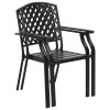 Stackable Outdoor Chairs 2 pcs Steel Black(D0102HEJLCA)
